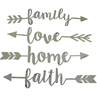 Shabby Chic Family Love Home and Faith 4 pc Wall Arrow Set