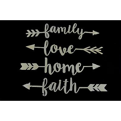 Shabby Chic Family Love Home and Faith 4 Piece Wall Arrow Set