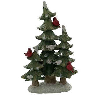 15" Christmas Tree with Cardinals Snow-Dusted Holiday Decoration