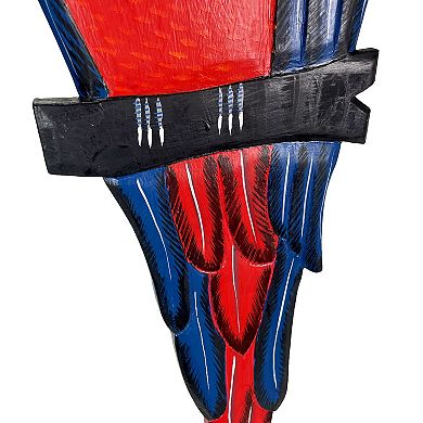 Wood Parrot Wall Decor 38" Hand-Carved Macaw Sculpture Tropical Bird Art