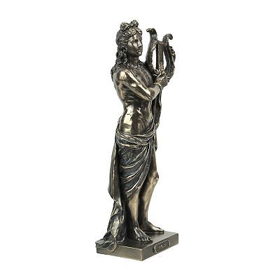 Classic Ancient Greek God Apollo Holding Lyre Bronze Finished Tabletop Statue