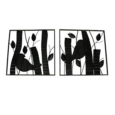 Rustic Birds and Branches 2 Piece Wood and Metal Wall Sculpture Set