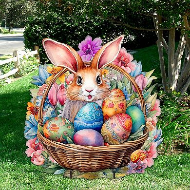 Bunny in a Basket Easter Yard Sign by G. DeBrekht