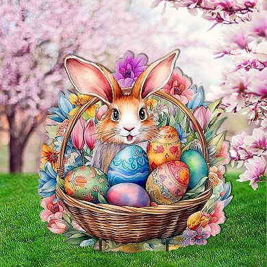 Bunny in a Basket Easter Yard Sign by G. DeBrekht