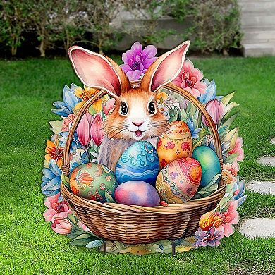 Bunny in a Basket Easter Yard Sign by G. DeBrekht