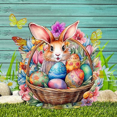 Bunny in a Basket Easter Yard Sign by G. DeBrekht
