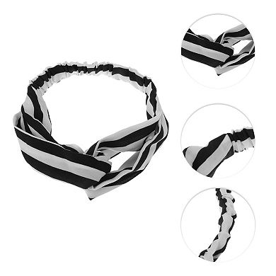 Women's Stripe Pattern Cross Elastic Hairband 1 Pc