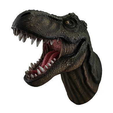 Jurassic Jaws Snarling Tyrannosaurs Rex Wall Mounted Dinosaur Head Sculpture