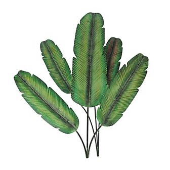 20 Inch Metal Banana Leaf Wall Decor Hanging Sculpture Tropical Plant Art Plaque