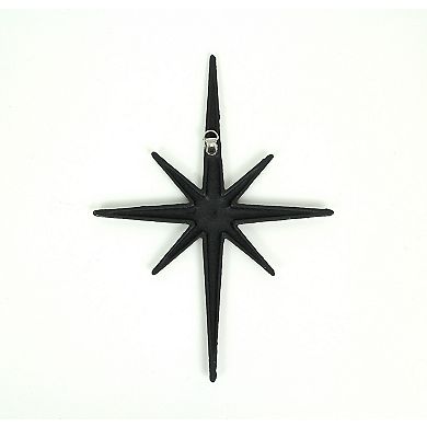 Set of 3 Black Cast Iron Starburst Wall Hangings Mid Century 8 Pointed Stars