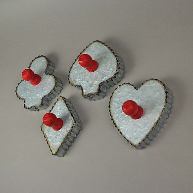 Set of 4 Galvanized Zinc Finish Playing Card Suit Cookie Cutter Wall Hooks