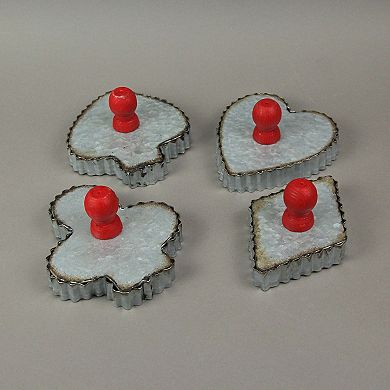 Set of 4 Galvanized Zinc Finish Playing Card Suit Cookie Cutter Wall Hooks