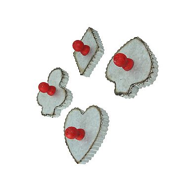Set of 4 Galvanized Zinc Finish Playing Card Suit Cookie Cutter Wall Hooks