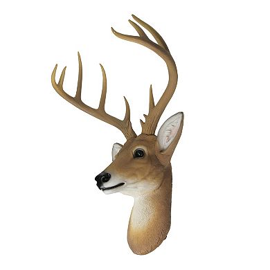 12 Point Buck Deer Head Bust Wall Hanging