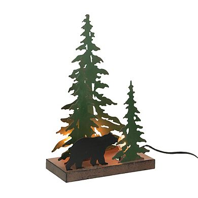 Rustic Metal Black Bear Forest Accent Lamp Decorative Woodland Cabin Home Decor