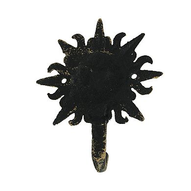Set of 3 Cast Iron Gold Sun Face Decorative Wall Hooks Towel Coat Hanger Rack