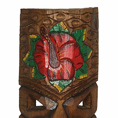 Set of 5 Double Tiki Mask Totem Wall Decor Hand Carved Island-Inspired Sculpture, 24 Inch