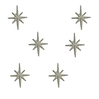 Set of 6 Antique White Finish Mid Century Modern Starburst Drawer Pulls Knobs