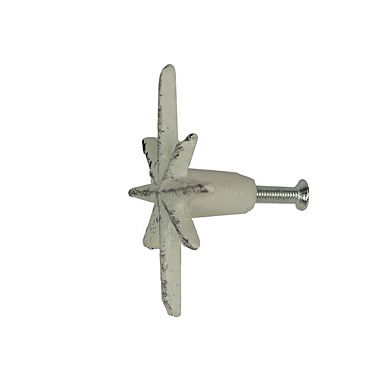 Set of 6 Antique White Finish Mid Century Modern Starburst Drawer Pulls Knobs