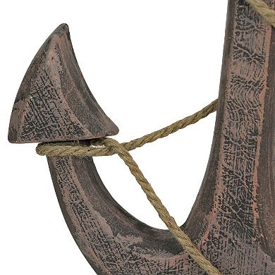 Natural Brown Finish Ship Anchor and Rope Nautical Wall Hanging