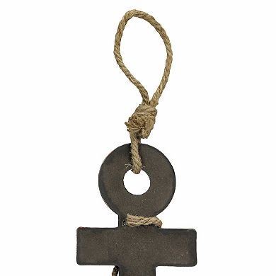 Natural Brown Finish Ship Anchor and Rope Nautical Wall Hanging