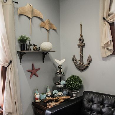 Natural Brown Finish Ship Anchor and Rope Nautical Wall Hanging