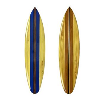 Set of 2 Wooden Striped Surfboard Wall Hangings 39 in Long