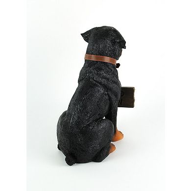 Buddy Rottweiler Guard Dog Indoor Outdoor Statue with Reversible Message Sign