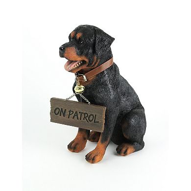 Buddy Rottweiler Guard Dog Indoor Outdoor Statue with Reversible Message Sign