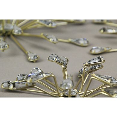 Set of 3 Gold Tone Teardrop Starburst Rhinestone Jeweled Metal Wall Art Hangings