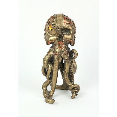 Bronze / Copper Finished Steampunk Human Skull / Octopus Fantasy Tabletop Statue