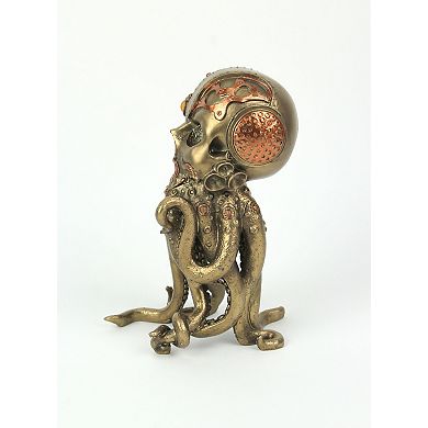 Bronze / Copper Finished Steampunk Human Skull / Octopus Fantasy Tabletop Statue