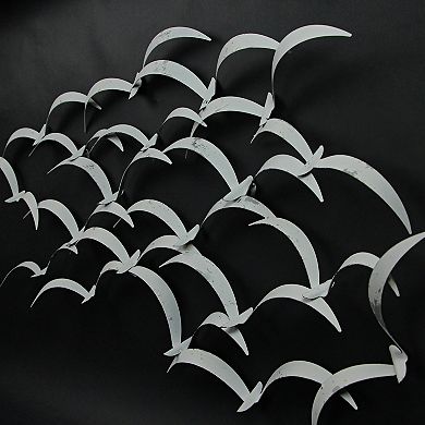 32 Inch White Metal Flock Of Birds Wall Art Modern Coastal Home Decor Sculpture