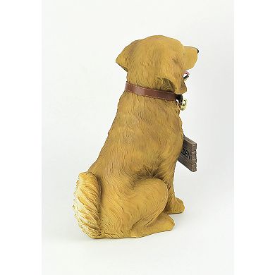 Harley the Golden Retriever Dog Realistic Lifelike Statue with Reversible Sign
