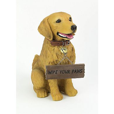 Harley the Golden Retriever Dog Realistic Lifelike Statue with Reversible Sign