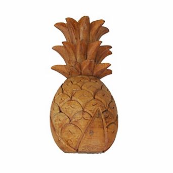 Hand Carved Wooden Pineapple Hanging Wall Art Sculpture 9.75 in High