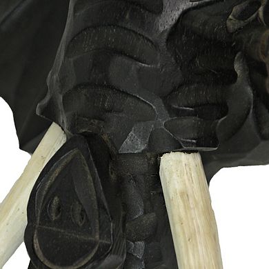 Hand Carved 12 Inch Black Elephant Head Wooden Wall Hanging Sculpture Safari Art