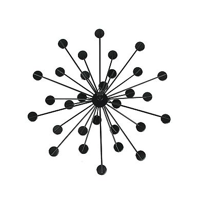 Jeweled 3D Black Bursting Star Wall Sculpture Set of 6 Mid Century Modern Décor