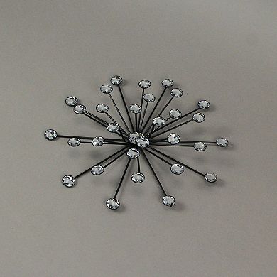 Jeweled 3D Black Bursting Star Wall Sculpture Set of 6 Mid Century Modern Décor