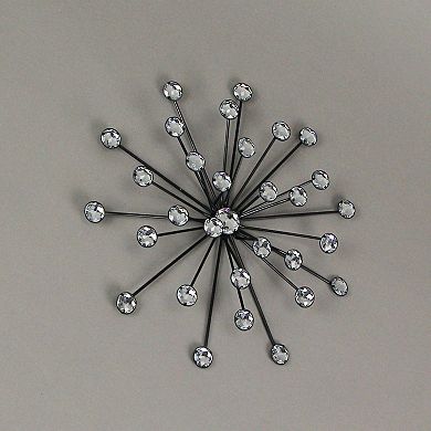Jeweled 3D Black Bursting Star Wall Sculpture Set of 6 Mid Century Modern Décor