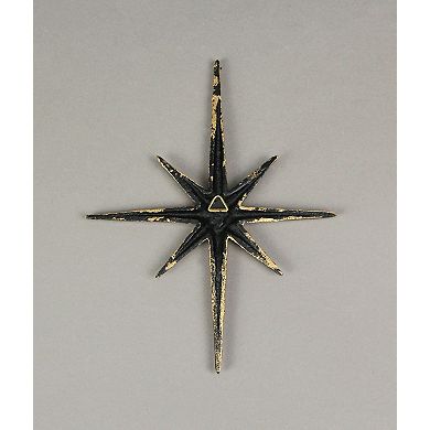 Set of 3 Gold Cast Iron 8 Pointed Starburst Wall Hangings Mid Century Stars
