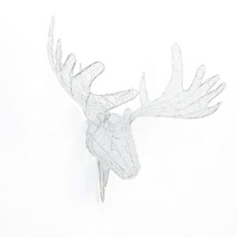 LuxenHome Lighted Moose Head Christmas Decoration with Timer, Outdoor Holiday Wall Decor