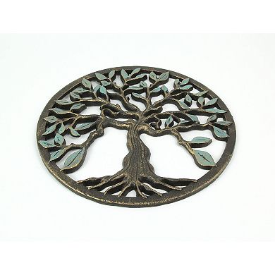 Bronze Finished Cast Iron Tree Of Life Wall Hanging 11.75 Inches In Diameter