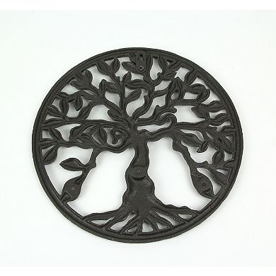 Bronze Finished Cast Iron Tree Of Life Wall Hanging 11.75 Inches In Diameter