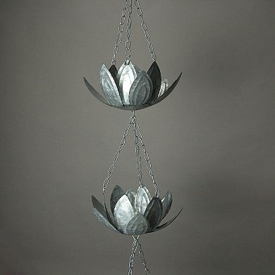 70 Inch Galvanized Metal Flower Rain Chain Gutter Home Decor Downspout Accent