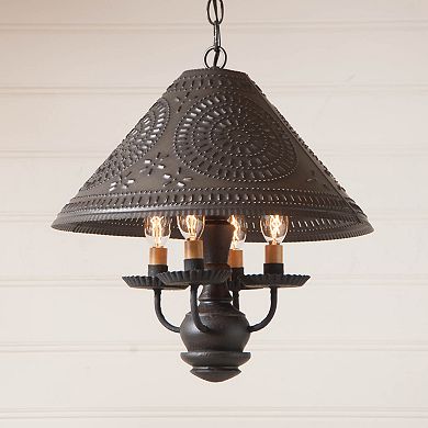 Wooden Homespun Shade Light Pendant in Black