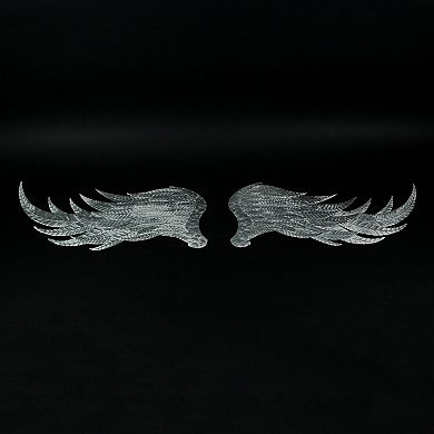 Pair of 2 Galvanized Metal Angel Wings Wall Art Indoor Outdoor Rustic Home Decor