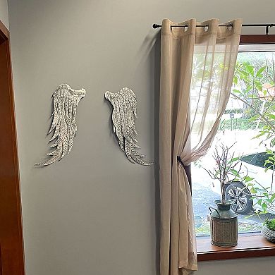 Pair of 2 Galvanized Metal Angel Wings Wall Art Indoor Outdoor Rustic Home Decor