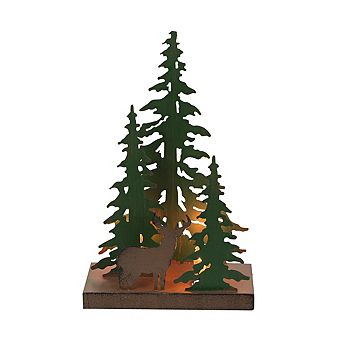 Rustic Metal Deer Forest Stroll Accent Lamp Decorative Woodland Cabin Home Decor