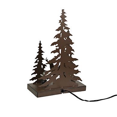Rustic Metal Deer Forest Stroll Accent Lamp Decorative Woodland Cabin Home Decor